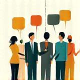 Illustrazione di persone che si connettono con fumetti