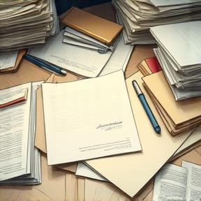 Illustrazione di una scrivania disordinata con documenti