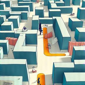 Illustrazione di una persona che naviga in un labirinto di reclutamento